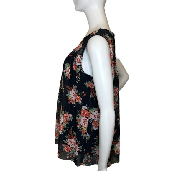 Bobbie Brooks Size Small Women’s Black Floral Sleeveless Tank Top - Picture 4 of 7